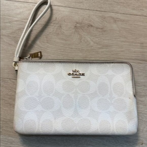 Coach Handbags - Coach Signature Double Zip Wristlet GUC